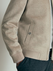 Reiss Oatmeal Guardia 100% Cashmere Bomber Jacket - Image 4 of 7