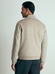 Reiss Oatmeal Guardia 100% Cashmere Bomber Jacket - Image 5 of 7