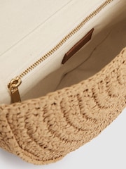 Reiss Natural Aria Raffia Half-Moon Clutch Bag - Image 3 of 5