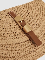 Reiss Natural Aria Raffia Half-Moon Clutch Bag - Image 5 of 5