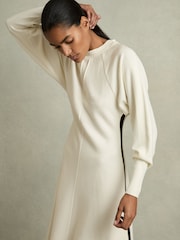 Reiss Ivory Caprice Wool-Blend Hybrid Knitted Midi Dress - Image 3 of 6