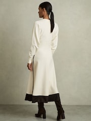 Reiss Ivory Caprice Wool-Blend Hybrid Knitted Midi Dress - Image 5 of 6