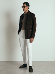 Reiss Chocolate Brown Firenze Atelier Felted-Cashmere Field Jacket - Image 3 of 6