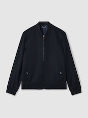 Reiss Navy Guardia 100% Cashmere Bomber Jacket - Image 2 of 6