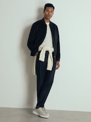 Reiss Navy Guardia 100% Cashmere Bomber Jacket - Image 3 of 6