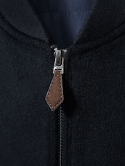Reiss Navy Guardia 100% Cashmere Bomber Jacket - Image 6 of 6