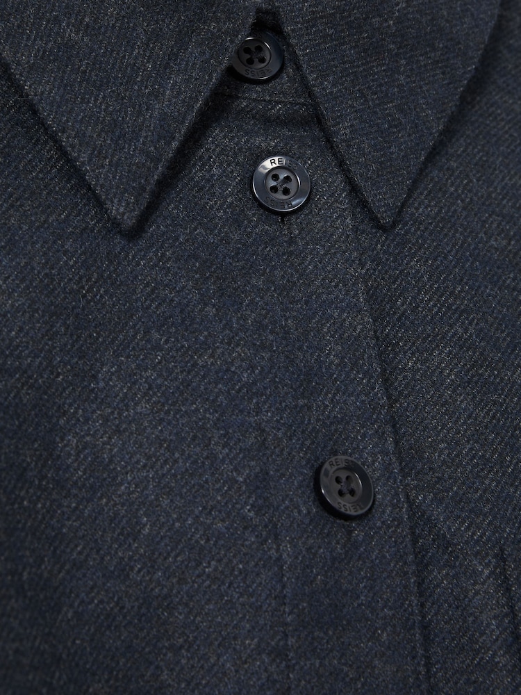 Reiss Navy Lenny Cropped Flannel Shirt - Image 7 of 7 Reiss Navy Lenny Cropped Flannel Shirt - Image 7 of 7