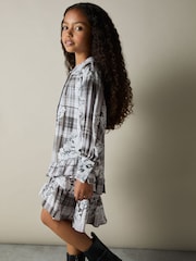 Reiss Grey Alodie 4-9 yrs Floral-Check Tiered-Frill Dress - Image 3 of 4