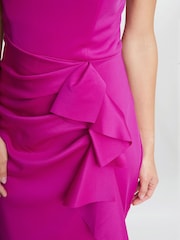Gina Bacconi Pink Izzy Off The Shoulder Ruched Dress - Image 4 of 5