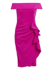 Gina Bacconi Pink Izzy Off The Shoulder Ruched Dress - Image 5 of 5