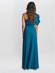 Gina Bacconi Blue Tori One Shoulder Stretch Crepe Maxi Dress - Image 2 of 5