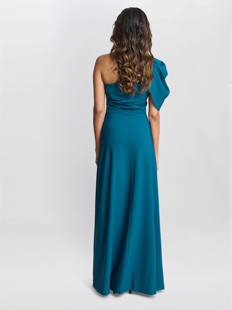 Gina Bacconi – Tori – Blaues Maxikleid aus Stretch-Crêpe mit One-Shoulder-Träger - Bild 2 von 5 Gina Bacconi – Tori – Blaues Maxikleid aus Stretch-Crêpe mit One-Shoulder-Träger - Bild 2 von 5