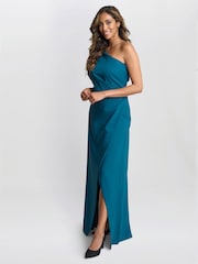 Gina Bacconi Blue Tori One Shoulder Stretch Crepe Maxi Dress - Image 3 of 5