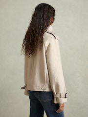 Reiss Neutral Mila Short Trench Coat With Cotton - Image 5 of 7
