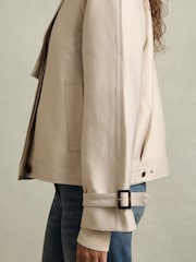 Reiss Neutral Mila Short Trench Coat With Cotton - Image 6 of 7