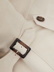 Reiss Neutral Mila Short Trench Coat With Cotton - Image 7 of 7