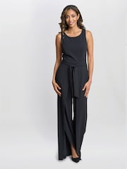 Gina Bacconi Dottie Wrap Effect Black Jumpsuit - Imagen 1 de 5