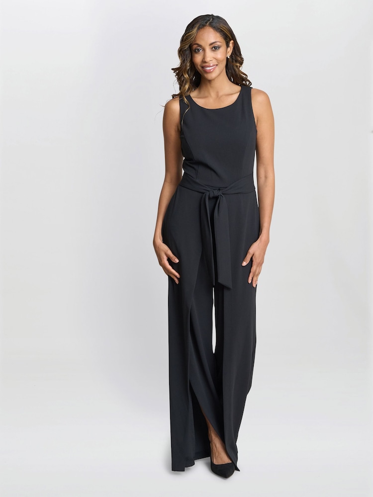 Gina Bacconi Dottie Wrap Effect Black Jumpsuit - Imagen 1 de 5