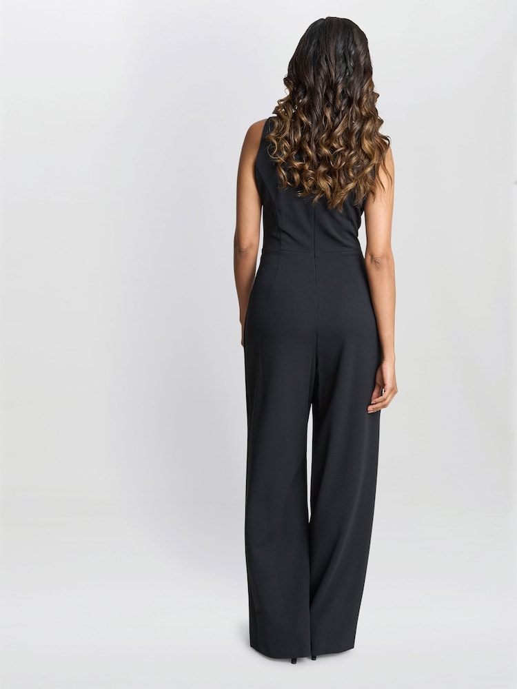 Gina Bacconi Dottie Wrap Effect Black Jumpsuit - Imagen 2 de 5