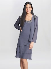 Gina Bacconi Серый Leigh Embellished Tiered пайетки куртка платья - Image 1 of 6