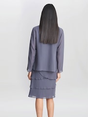 Gina Bacconi Серый Leigh Embellished Tiered пайетки куртка платья - Image 2 of 6