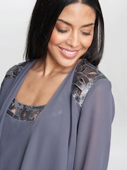 Gina Bacconi Серый Leigh Embellished Tiered пайетки куртка платья - Image 4 of 6