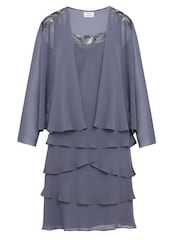 Gina Bacconi Серый Leigh Embellished Tiered пайетки куртка платья - Image 6 of 6