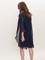 Gina Bacconi Blue Joseline Short Chiffon Jacket Dress With Beaded Neckline - Image 2 of 5