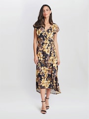 Gina Bacconi Remi Printed Maxi Black Dress - Image 1 of 5