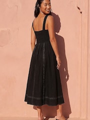 Roman Black Petite Linen Panel Midi Dress - Image 3 of 4