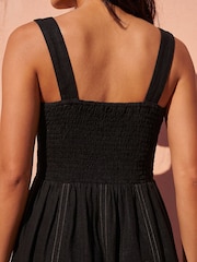 Roman Black Petite Linen Panel Midi Dress - Image 4 of 4