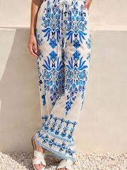 Roman Blue Border Print Trousers - Image 1 of 4