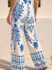 Roman Blue Border Print Trousers - Image 2 of 4