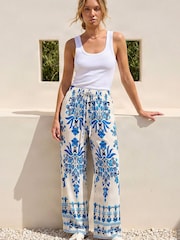 Roman Blue Border Print Trousers - Image 3 of 4