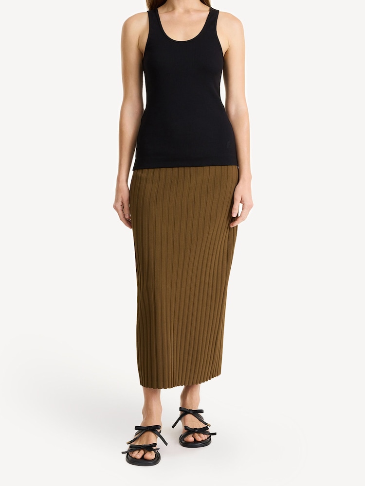 By Malene Birger Brown Fiemme Ribbed Midi Skirt - Image 2 of 6