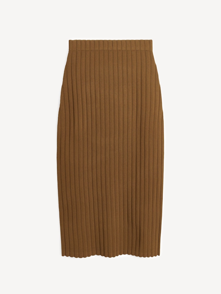 By Malene Birger Brown Fiemme Ribbed Midi Skirt - Image 6 of 6