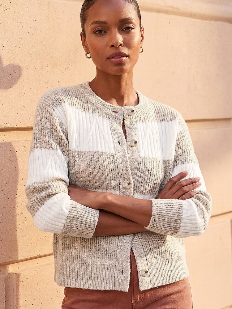 Roman Natural Stripe Cardigan - Image 1 of 4
