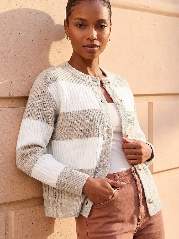 Roman Natural Stripe Cardigan - Image 2 of 4