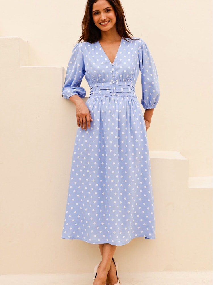 Aspiga Blue Jyoti Printed Rayon Dress - Image 1 of 3 Aspiga Blue Jyoti Printed Rayon Dress - Image 1 of 3