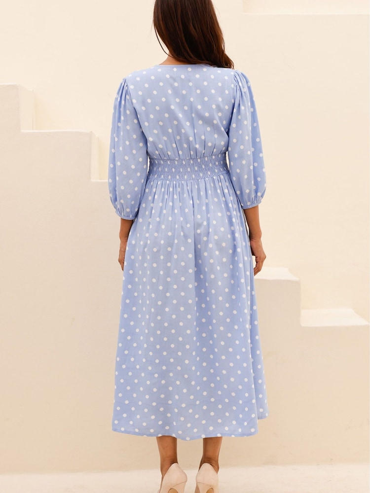 Aspiga Blue Jyoti Printed Rayon Dress - Image 2 of 3 Aspiga Blue Jyoti Printed Rayon Dress - Image 2 of 3