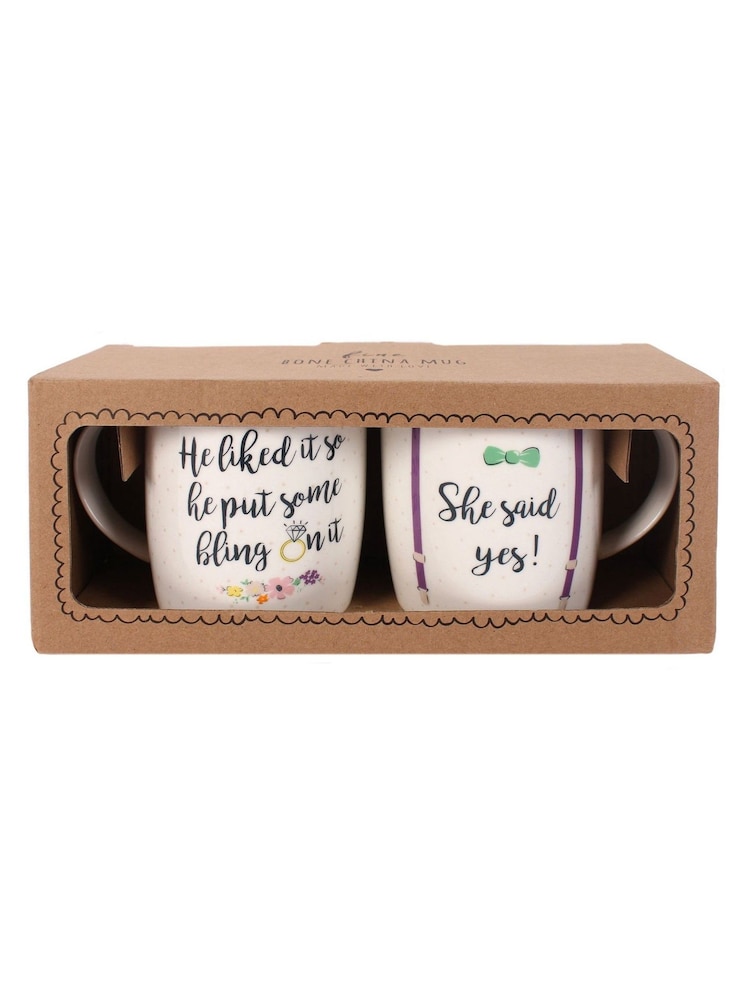 Something Different White She Said Yes Couples Mug Set - Image 1 of 2