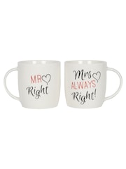 Something Different White Mr and Mrs Right Couples Mugs - Image 2 of 2