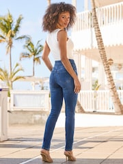 Sosandar Blue Contour Waist Slim Leg Jeans - Image 3 of 5