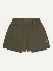 Sealskinz Green Neatishead Men's Quick Dry Running Shorts With Under Shorts - Image 2 of 2