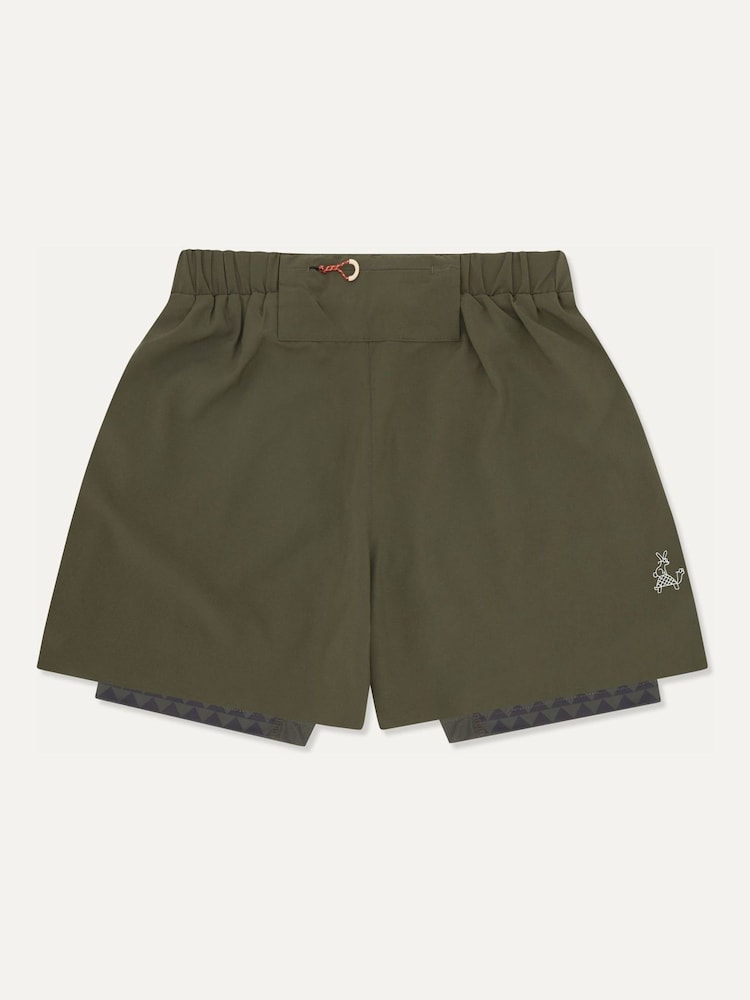 Sealskinz Green Neatishead Men's Quick Dry Running Shorts With Under Shorts - Image 2 of 2 Sealskinz Green Neatishead Men's Quick Dry Running Shorts With Under Shorts - Image 2 of 2