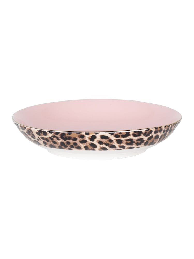 Code Maison Set of 4 Pink Rose Leopard Print Pasta Bowls - Image 5 of 5