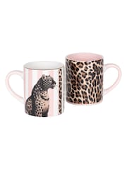 Code Maison Set of 4 Pink Rose Leopard Print Mugs - Image 4 of 4