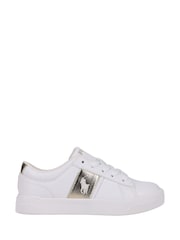 Polo Ralph Lauren White Kids Frazier Gold Panel Trainers - Image 1 of 6