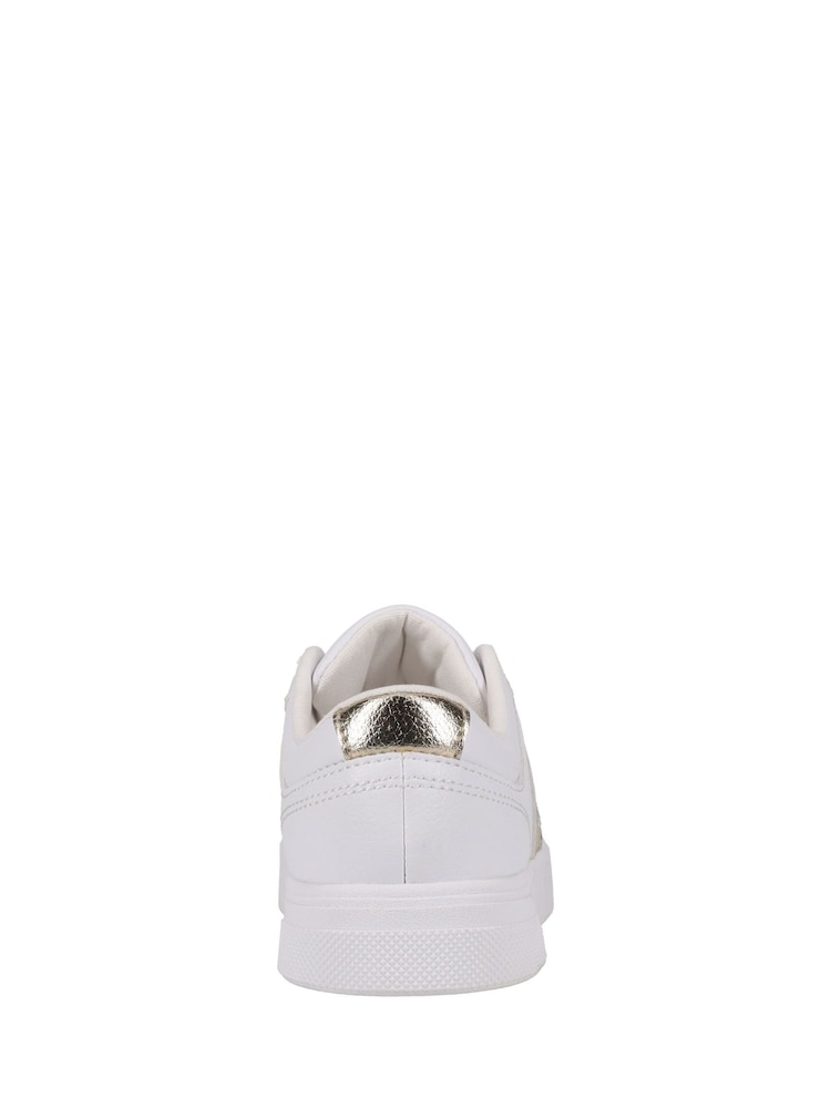 Polo Ralph Lauren White Kids Frazier Gold Panel Trainers - Image 2 of 6