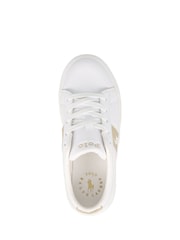 Polo Ralph Lauren White Kids Frazier Gold Panel Trainers - Image 3 of 6
